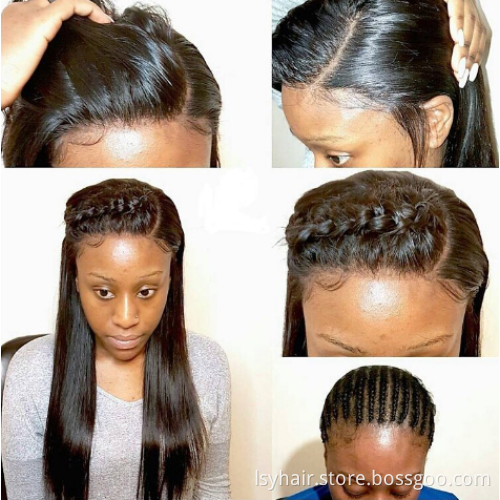 Hair Line Transparent Natural 13x4 Ear to Ear Lace Frontal Remy Brazilian Hair WEAVING Body Wave Machine Double Weft
